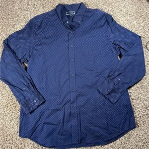 Club Room Navy Patterned Casual Shirt